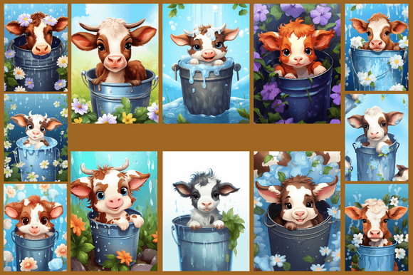 Baby Cow in Bucket Patterns