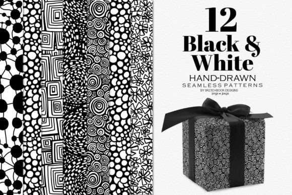 Black White Hand-drawn Seamless Patterns: A Versatile Design Resource for Creatives