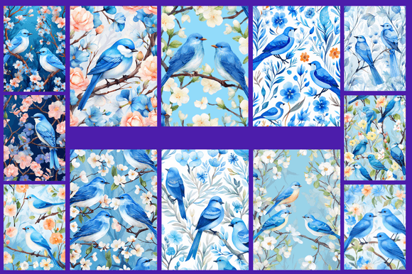Blue Birds Patterns: A Versatile Digital Resource for Creative Projects