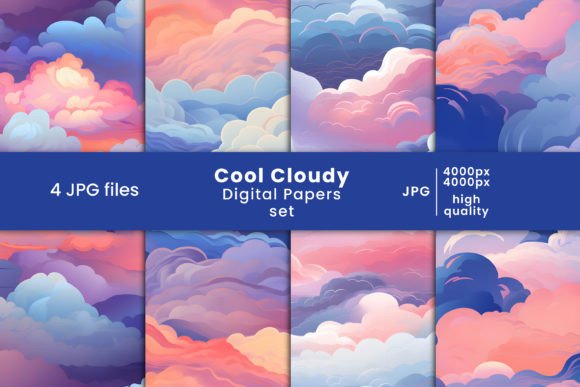 Cool Cloudy Digital Paper and Patterns