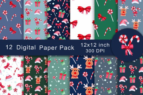 Digital Papers Pack. Patterns Christmas