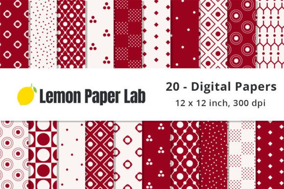 Red Polka Dot Digital Paper Patterns
