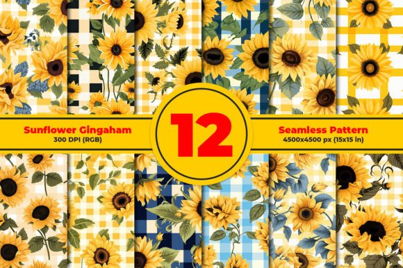 Sunflower Gingham Seamless Patterns: A Versatile Design for Modern Creativity