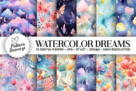 Watercolor Dreams Seamless Patterns