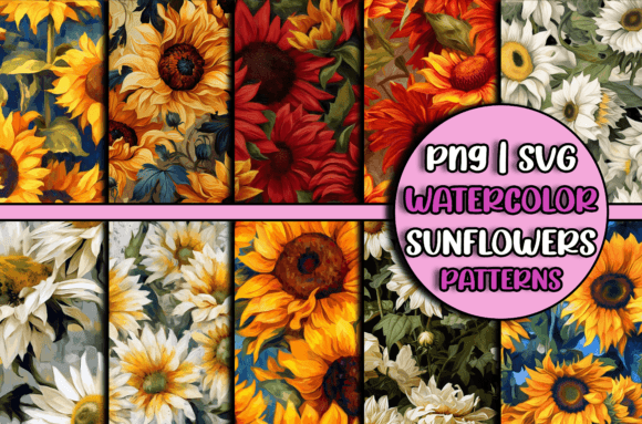 Watercolor Flowers Patterns Sunflowers: A Versatile Design for Creative and Commercial Use